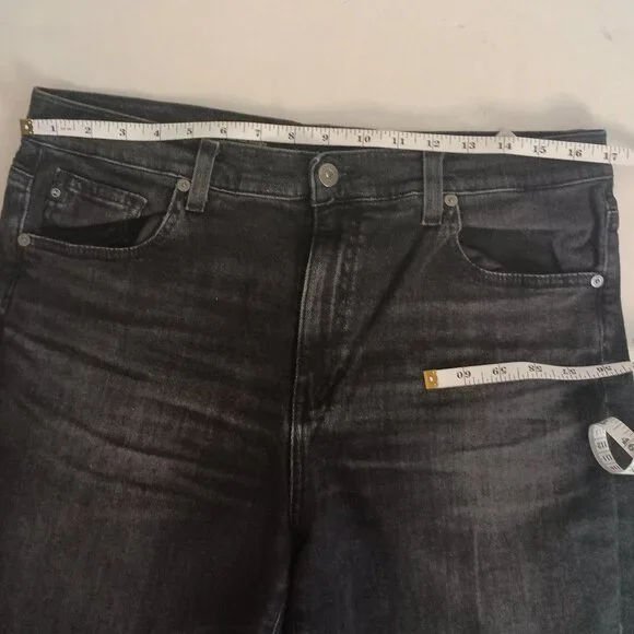 AG (Adriano Goldschmied) Black Brinley Mid Rise Straight Jeans Waist 32 - Picture 9 of 16